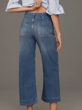 Anthropologie Maeve Colette Crop High-Rise Wide-Leg Jeans size 29 blue denim